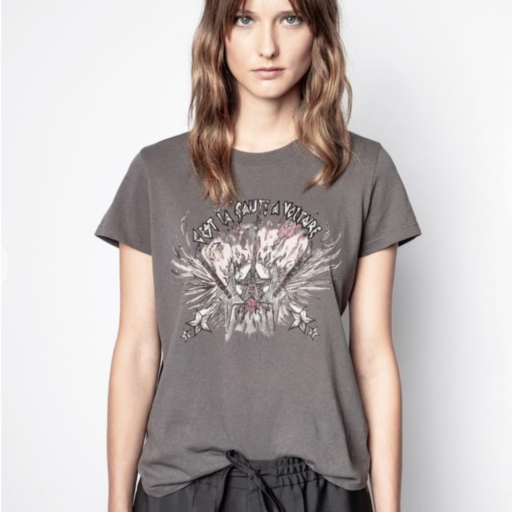 Zadig & Voltaire Graphic Print Neck T-Shirt ACCEPT OFFERS